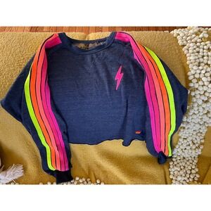 Rare Aviator Nation Neon Rainbow “Bolt” Embroider… - image 1